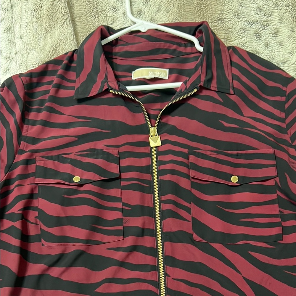 Michael Kors Red and Black Zebra Print Jacket